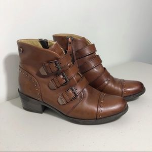 Bussola Antwerpen Rust Brown Ankle Boots with Buckle Detail
